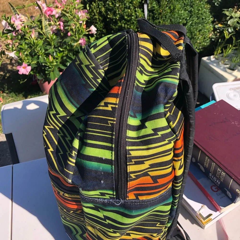 Yak Pak Vibrant Multicolor Zigzag Men's Backpack - Green/Orange/Yellow